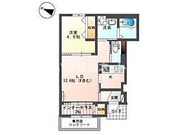 入間郡越生町上野東2丁目アパート 1LDKの間取図画像