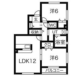 サンリッチA 2LDKの間取図画像