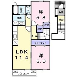 ウィンターワルツB 2LDKの間取図画像