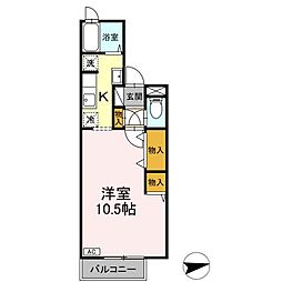 セジュール秀 1Kの間取図画像
