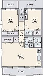 オーポンヒルズ 2LDKの間取図画像