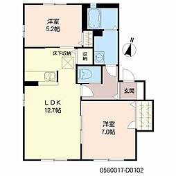 ビラ産島四番館 2LDKの間取図画像