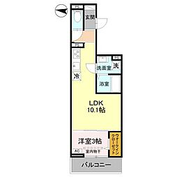 DーSereno北野 1LDKの間取図画像