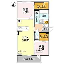 神戸市北区谷上南町アパート 2LDKの間取図画像