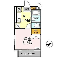レジデンスエコー 1Kの間取図画像