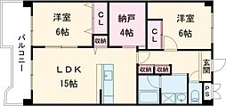 ハウゼ桜ケ丘 2SLDKの間取図画像