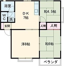 ハイツカレントB 3DKの間取図画像