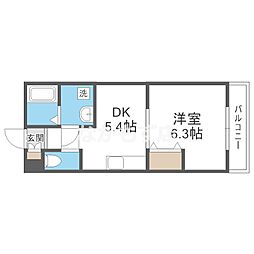 エスファーレ浜寺 1DKの間取図画像