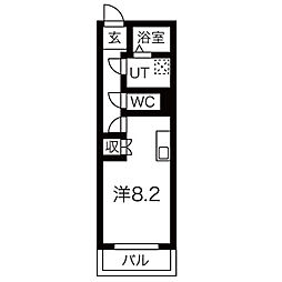 ステージ中央 1Kの間取図画像