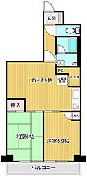 パスコグランドマンション青梅 2DKの間取図画像