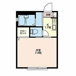 シャンテ 1Kの間取図画像