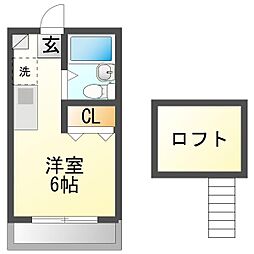 パークアベニュー立川B ワンルームの間取図画像