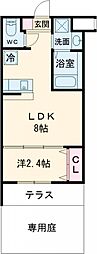 リアコート千里2 NORTH 1LDKの間取図画像