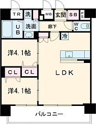 プレリス鶴見緑地グランガーデリア 2LDKの間取図画像