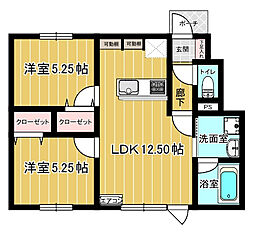 愛という名のもとに 2LDKの間取図画像