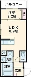 リアコート千里2 NORTH 1LDKの間取図画像