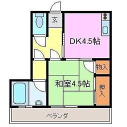 稲原ハイツ 1DKの間取図画像