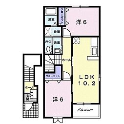 シェモア・長田S 2LDKの間取図画像
