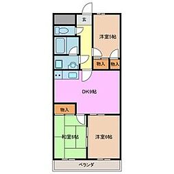 カームウェーブ 3DKの間取図画像
