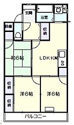 マンション清水 3LDKの間取図画像
