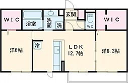 コルヌコピア 2LDKの間取図画像