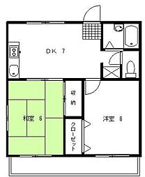 コーポ蔵 2DKの間取図画像