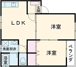 グリーンハイツ 2DKの間取図画像