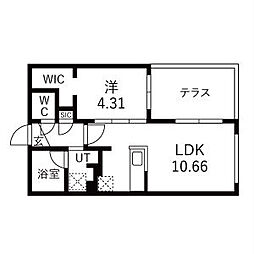 RD GRASE MIYANOMORI(アールディグレイスミヤノモリ) 仮)GA-N3W 1LDKの間取図画像