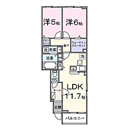 ベル エリタージュ 2LDKの間取図画像