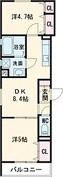 クリエオーレ南新町 2DKの間取図画像
