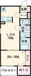 藤井寺市道明寺4丁目アパート 1LDKの間取図画像