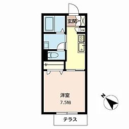 インステージ繁昌E 1Kの間取図画像