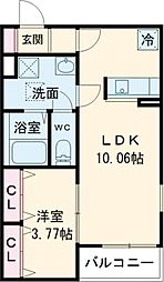 藤井寺市道明寺4丁目アパート 1LDKの間取図画像