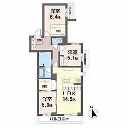 Shamaison est' ma-ma II 3LDKの間取図画像