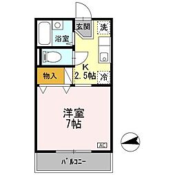 ジュネス国立 1Kの間取図画像