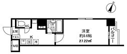 カーサデルソル 1Kの間取図画像