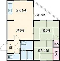光ハイツ 2LDKの間取図画像