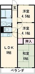 フローリッシュ二見 3LDKの間取図画像