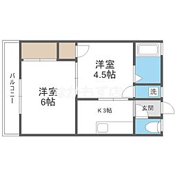 バローレ堺 2Kの間取図画像