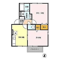 ドミール大口B 2DKの間取図画像