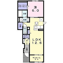 カルム サンセットI 1LDKの間取図画像