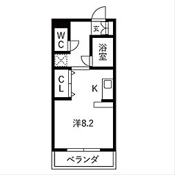 パラドール ワンルームの間取図画像