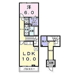 ミーアシャム 1LDKの間取図画像