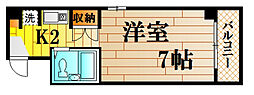クリエーション中広 1Kの間取図画像