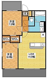 MODERNPALAZZO文教 2LDKの間取図画像
