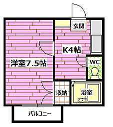 エスポアールM 1DKの間取図画像