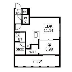 CIEL琴似II(シエルコトニツー)  仮)GA-二十四軒3-3MS A棟 1LDKの間取図画像