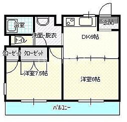 ランドール本庄 2DKの間取図画像