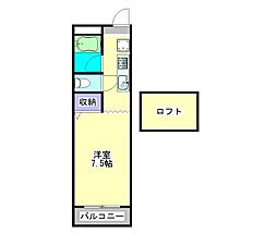 コンフォート・アミ 1Kの間取図画像