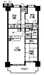 スカイハイツ春日1番館 3LDKの間取図画像